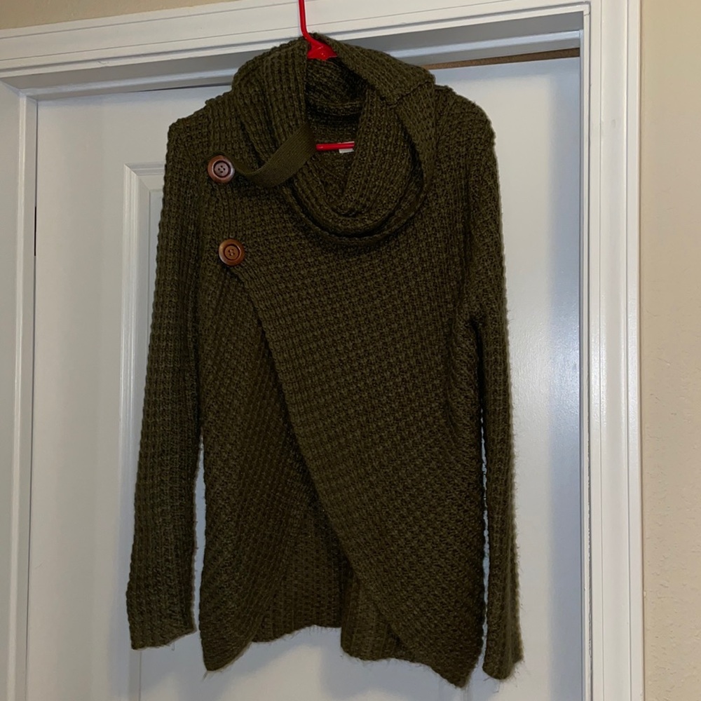 Green Cowl Neck Sweater